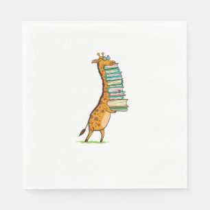 Serviette En Papier Livre drôle Lecture Giraffe I Love My Library