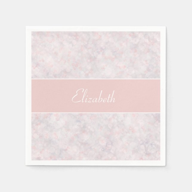 Serviette En Papier Livre rose moderne Nom personnalisé Papier Napkin (Devant)