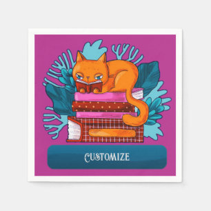 Serviette En Papier Livres Approuvés Chat Personnalisé Rose