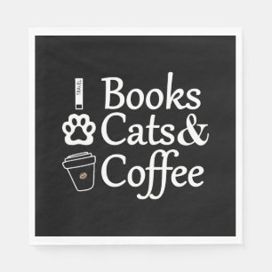 Serviette En Papier Livres Cats & Café