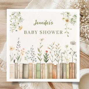 Serviette En Papier Livres de Fleur Sauvage Baby Shower Neutre en Genr