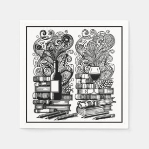 Serviette En Papier Livres Et Vin Couleur Me Doodle 5