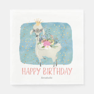 Serviette En Papier Llama Amour Aquarelle Mignon Anniversaire Fête