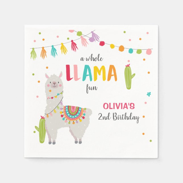 Serviette En Papier Llama anniversaire Papier Naples Alpaca Fiesta Cac (Devant)