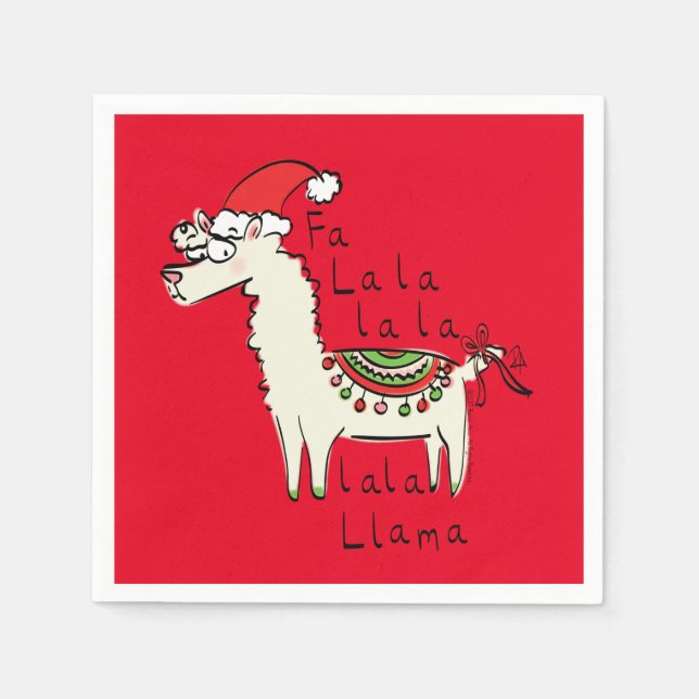 Serviette En Papier Llama Cute Drôle Noël Vacances (Devant)