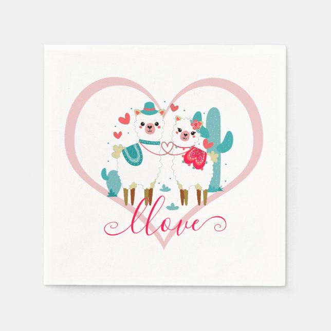 Serviette En Papier Llama d'amour  (Devant)