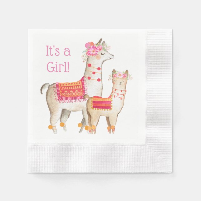 Serviette En Papier Llama Mama Baby Girl Douche serviettes (Devant)
