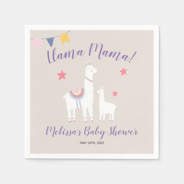 Serviette En Papier Llama Mama Baby Llama Baby shower mignonne (Devant)