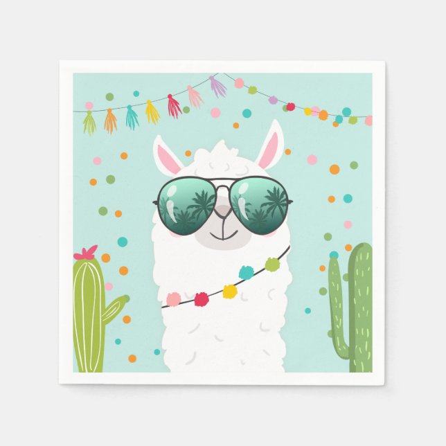 Serviette En Papier Llama Rama Papier Naples Fiesta Party Alpaca (Devant)