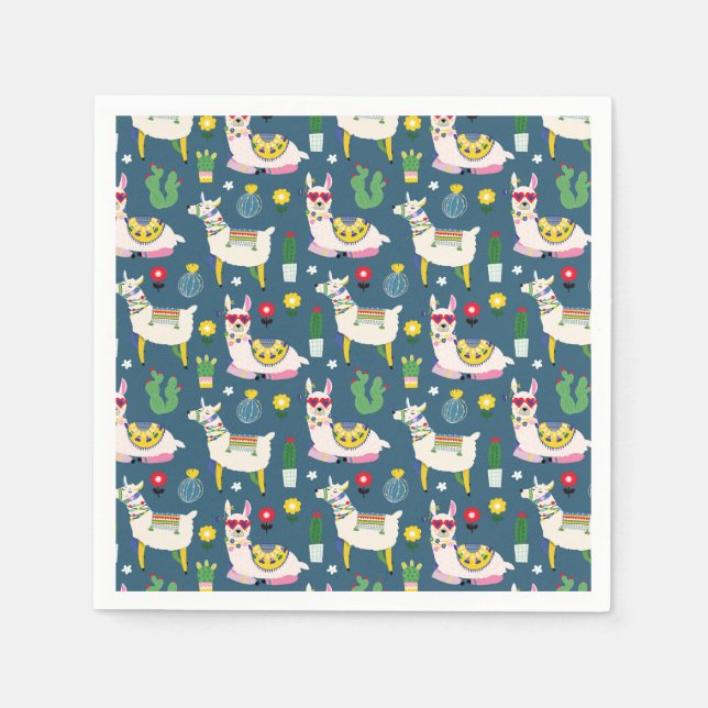 Serviette En Papier Llamas En Lunettes De Soleil Motif (Devant)