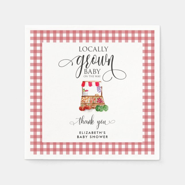 Serviette En Papier Locally Grown Baby Shower Carrots Gingham (Devant)