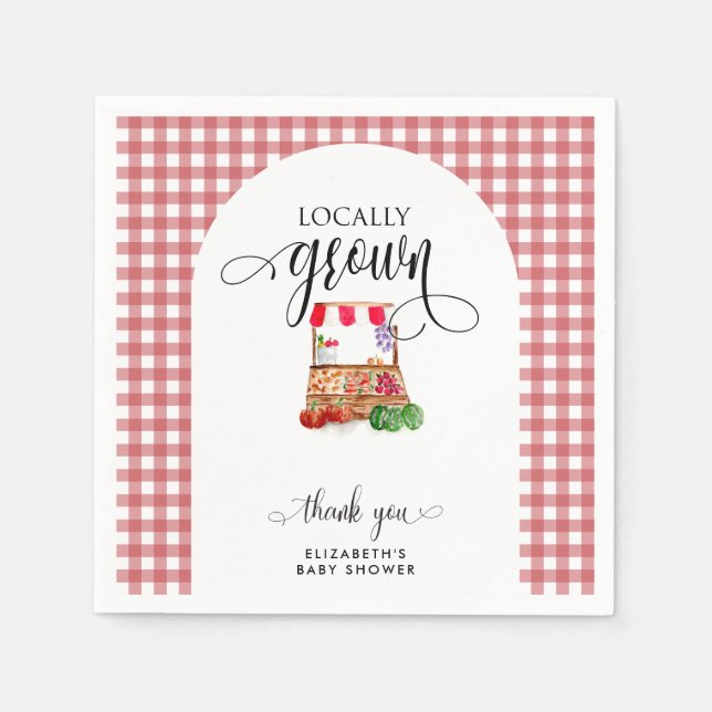Serviette En Papier Locally Grown Baby Shower Carrots Gingham (Devant)