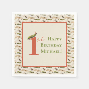 Serviette En Papier Log Bug Insect Nom personnalisé 1er anniversaire