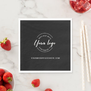 Serviette En Papier Logo blanc simple et site Web Custom Business