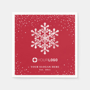 Serviette En Papier Logo de la société Snowflon rouge Noël
