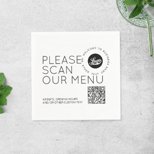 Serviette En Papier Logo de l'entreprise Scan menu QR code Round text 