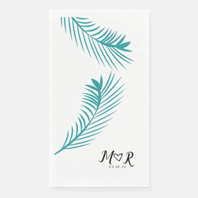 Serviette En Papier Logo de mariage feuille tropicale de palmier    (Devant)