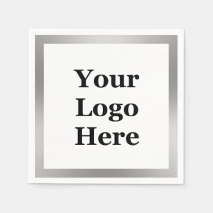 Serviette En Papier Logo d'entreprise Argent et blanc Modèle élégant