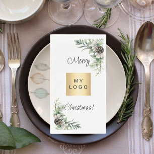 Serviette En Papier Logo d'entreprise blanc cônes de pin de Noël