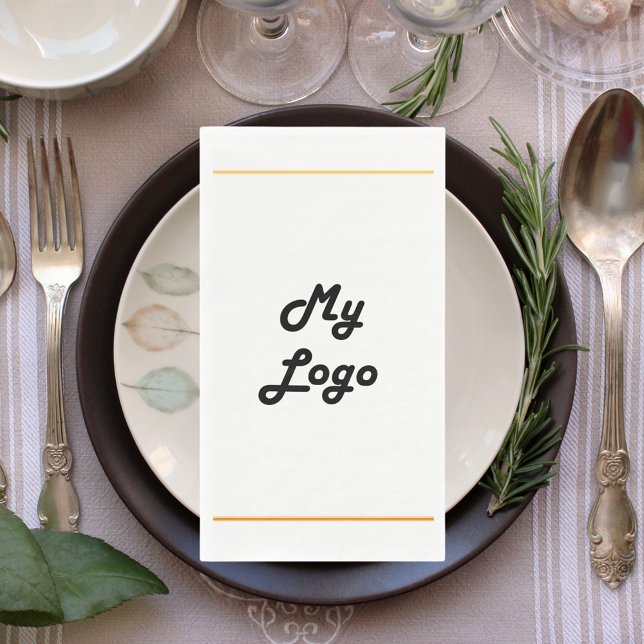 Serviette En Papier Logo d'entreprise couleur cadre or (Créateur téléchargé)
