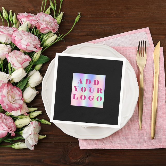 Serviette En Papier Logo d'entreprise de bar café noir (Créateur téléchargé)