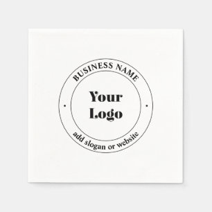Serviette En Papier Logo d'entreprise et texte promotionnel   Blanc