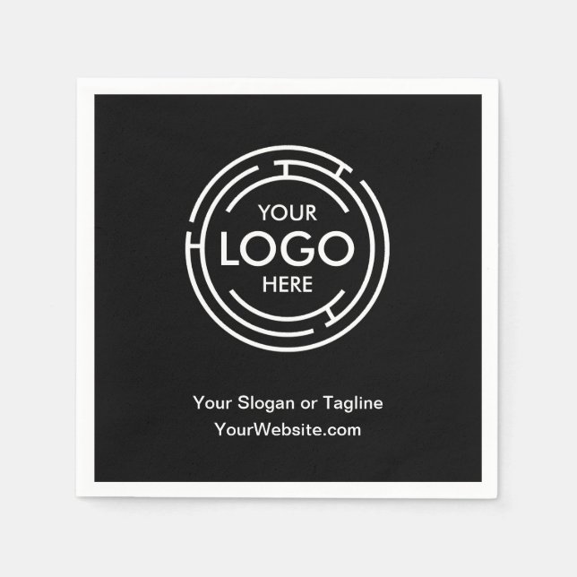 Serviette En Papier Logo d'entreprise noir (Devant)