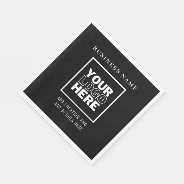 Serviette En Papier Logo d'entreprise personnalisé noir et blanc (Coin)