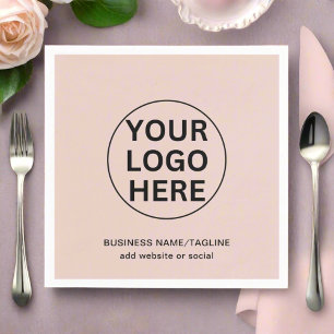 Serviette En Papier Logo d'entreprise personnalisé rose pâle