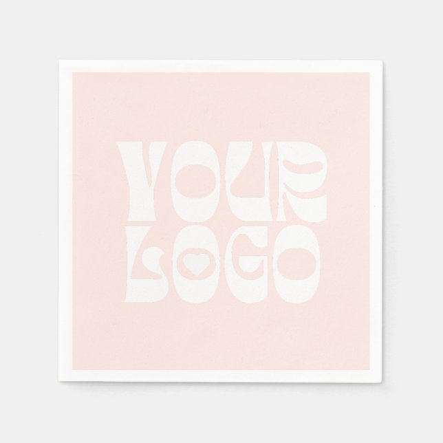 Serviette En Papier Logo d'entreprise rose et blanc bleu Napkin (Devant)