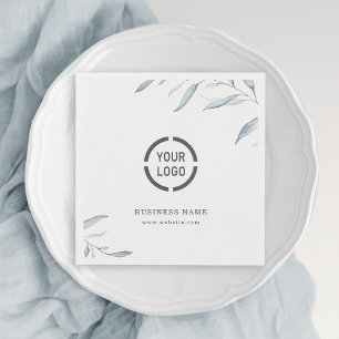 Serviette En Papier Logo d'entreprise simple bleu poussiéreux