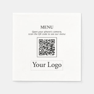 Serviette En Papier Logo d'entreprise simple et code QR Menu Napkins