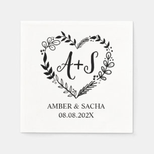 Serviette En Papier Logo du Mariage Monogramme personnalisé avec couro