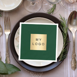 Serviette En Papier logo Emerald green business