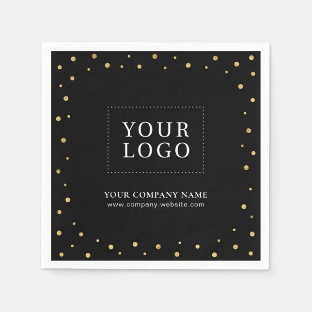 Serviette En Papier Logo Gold & Confetti Gold Entreprise Promotionnel (Devant)