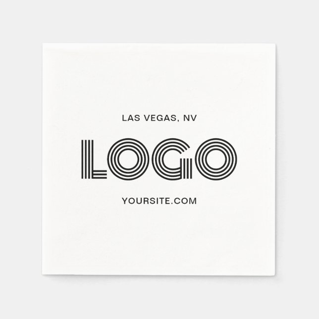 Serviette En Papier Logo moderne blanc et noir (Devant)