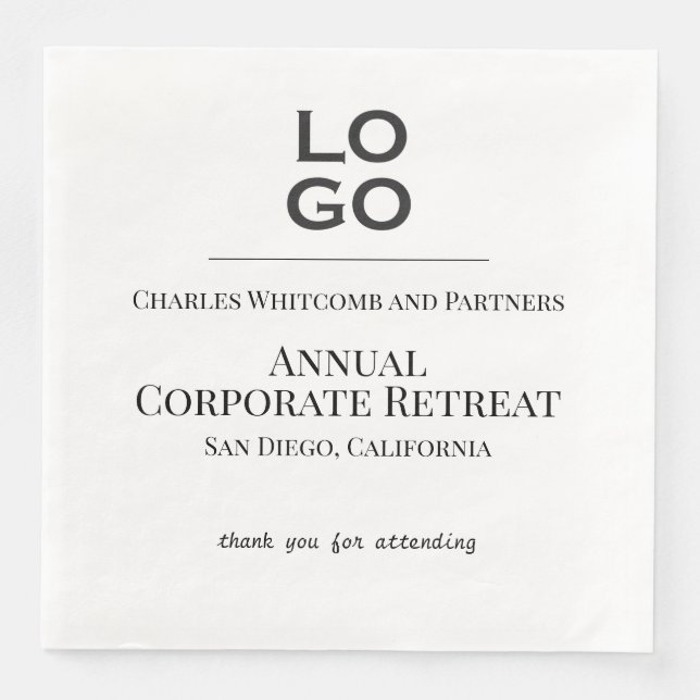 Serviette En Papier Logo personnalisé des événements professionnels ou (Devant)