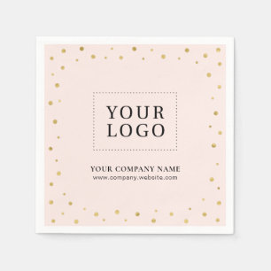 Serviette En Papier Logo promotionnel d'entreprise avec confettis rose
