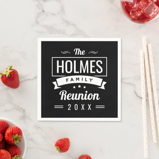 Serviette En Papier Logo Retro Moderne Famille Reunion (En situation)