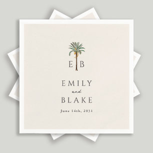 Serviette En Papier Logo Royal Palm Élégant Monogramme Tropical Mariag