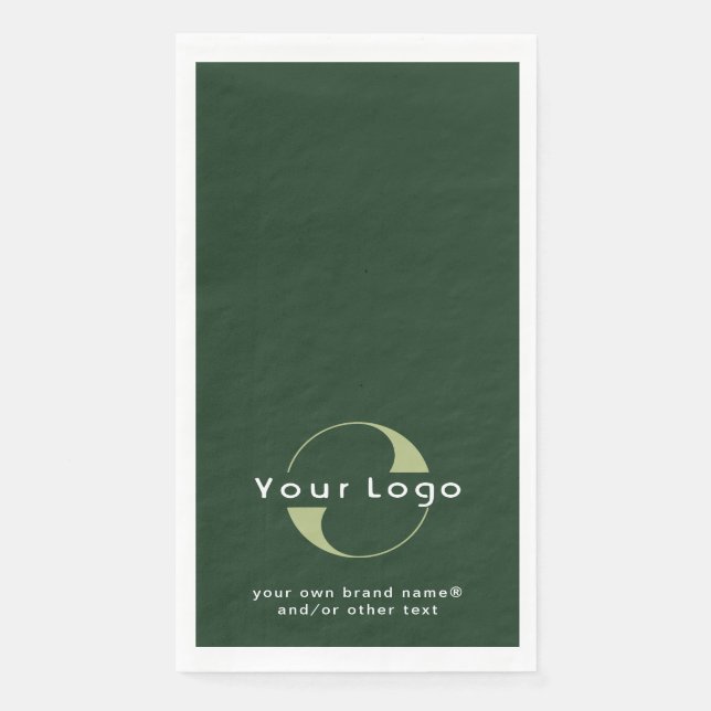 Serviette En Papier Logo sur Dark Green + White Text Company Business  (Devant)