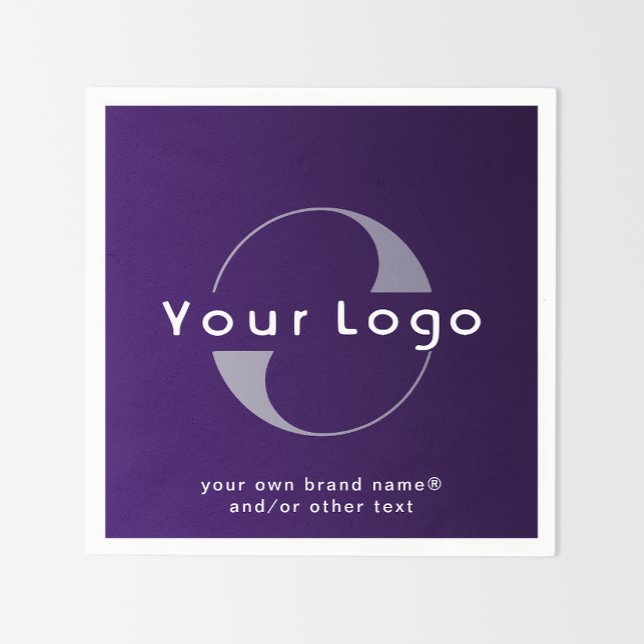 Serviette En Papier Logo sur Purple + White Text Company Business Pape (Créateur téléchargé)