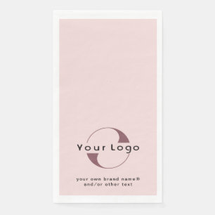 Serviette En Papier Logo + texte sur Blush rose Entreprise Marque