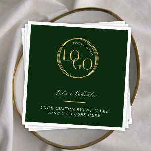 Serviette En Papier Logo Vert & Or Entreprise d'événement commercial M
