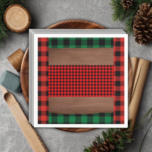 Serviette En Papier Logs Flannel Rustic Plaid Hearts Baby shower (Créateur téléchargé)