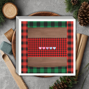 Serviette En Papier Logs Flannel Rustic Plaid Hearts Baby shower