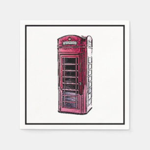 Serviette En Papier London Red Telephone Booth British Travel Art