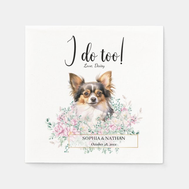 Serviette En Papier Long Haired Chihuahua Chien Mariage Cocktail Napki (Devant)