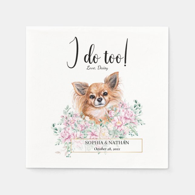 Serviette En Papier Long Haired Chihuahua Chien Mariage Cocktail Napki (Devant)