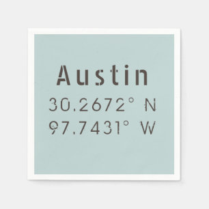 Serviette En Papier Longitude de la latitude Austin